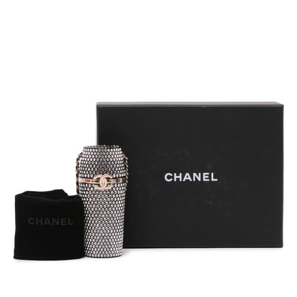 Pre-owned Chanel Crystal Lipstick Case on Chain Black