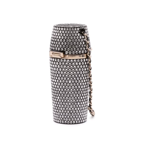 Pre-owned Chanel Crystal Lipstick Case on Chain Black