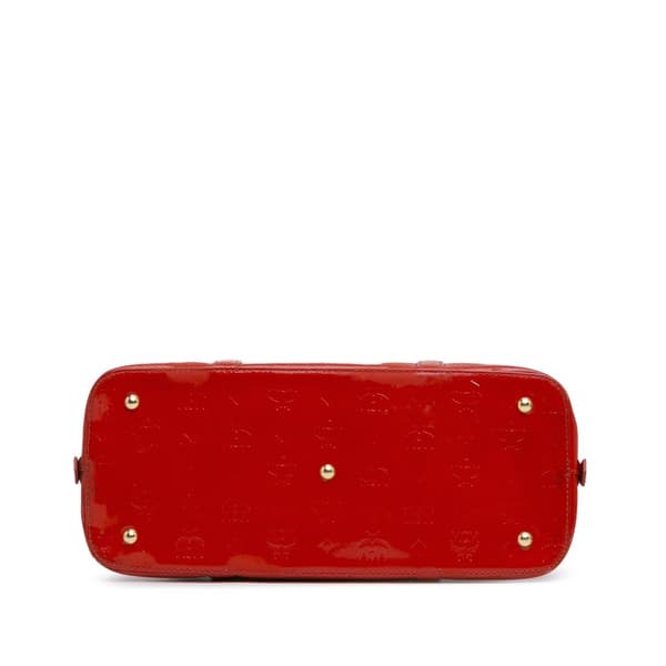 Pre-owned MCM Visetos Patent Handbag Red