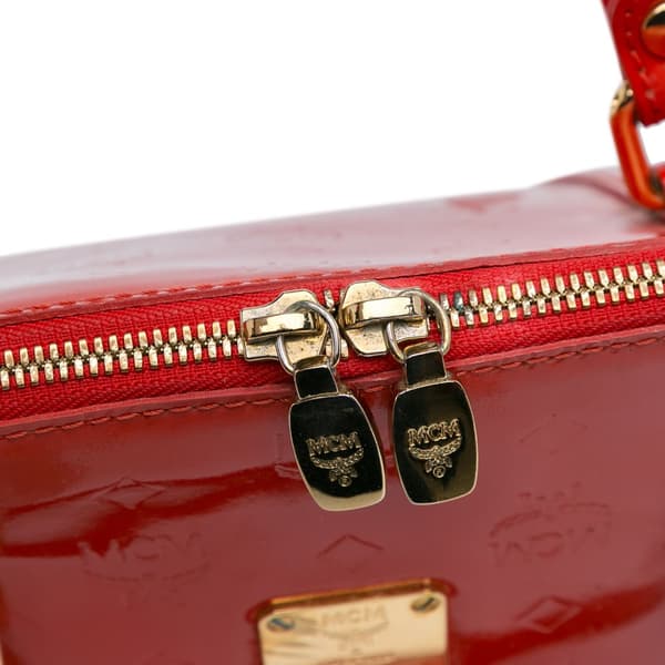 Pre-owned MCM Visetos Patent Handbag Red