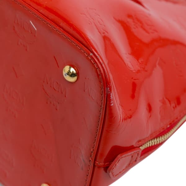 Pre-owned MCM Visetos Patent Handbag Red
