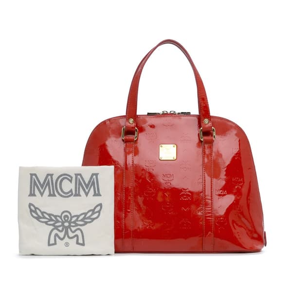 Pre-owned MCM Visetos Patent Handbag Red