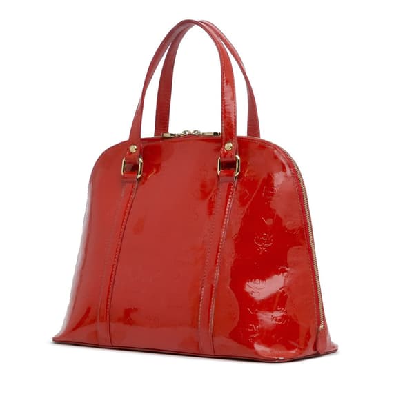 Pre-owned MCM Visetos Patent Handbag Red