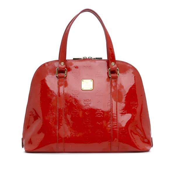 Pre-owned MCM Visetos Patent Handbag Red