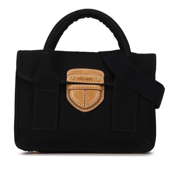 Pre-owned Prada Canapa Satchel Black