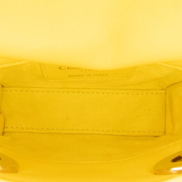 Pre-owned Dior Micro Lambskin Cannage Lady Dior Yellow