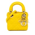 Pikkukuva 1 / 8: Pre-owned Dior Micro Lambskin Cannage Lady Dior Yellow