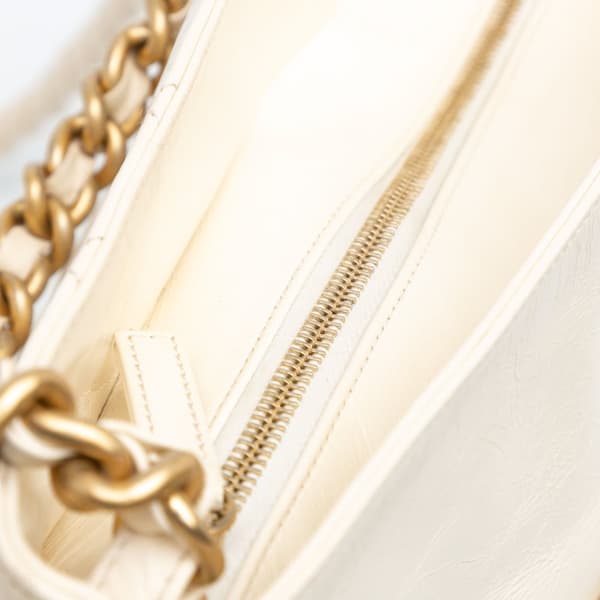 Pre-owned Chanel Crumpled Calfskin En Vogue Rope Satchel White