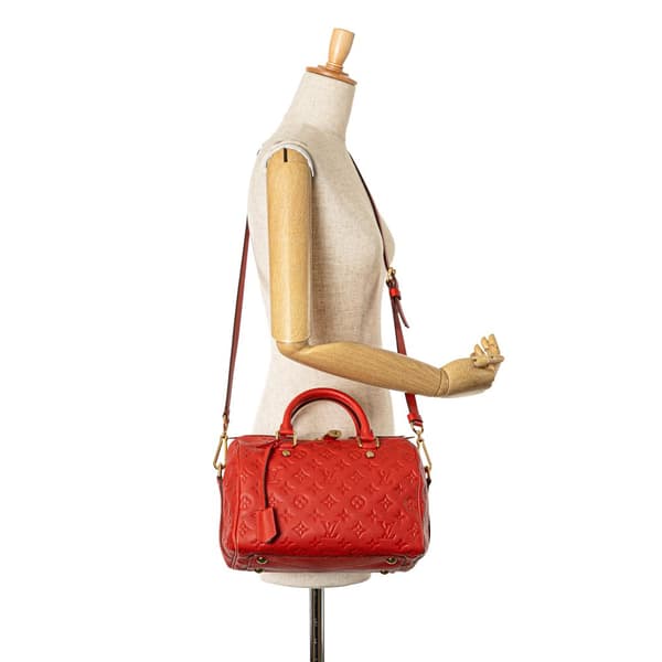Pre-owned Louis Vuitton Monogram Empreinte Speedy Bandouliere 25 Red