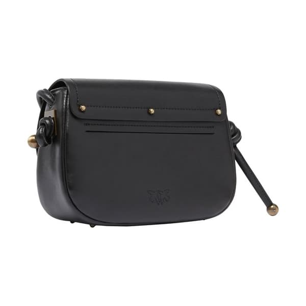 Pinko Sadel Mini Vitello Nappato Handväska - Svart - Svart
