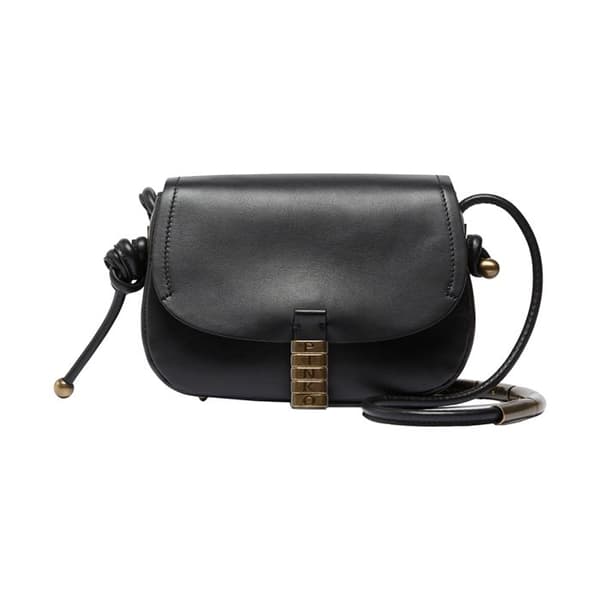 Pinko Sadel Mini Vitello Nappato Handväska - Svart - Svart