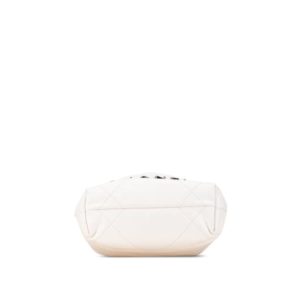 Pre-owned Chanel Mini Shiny Calfskin 22 Hobo White