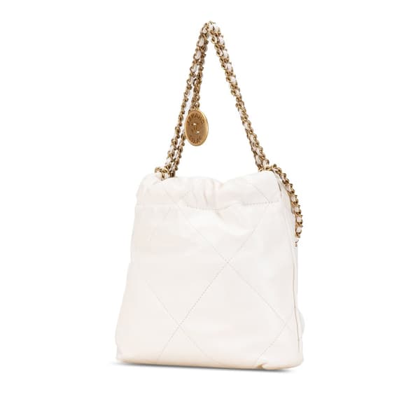 Pre-owned Chanel Mini Shiny Calfskin 22 Hobo White