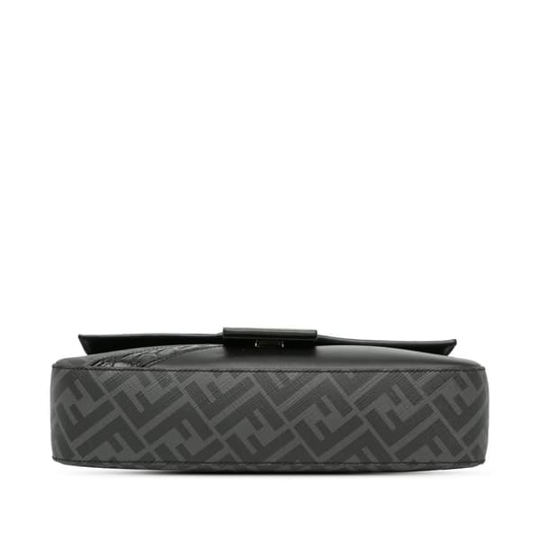 Pre-owned Fendi Zucca Coated Canvas And Calfskin Baguette Satchel Black