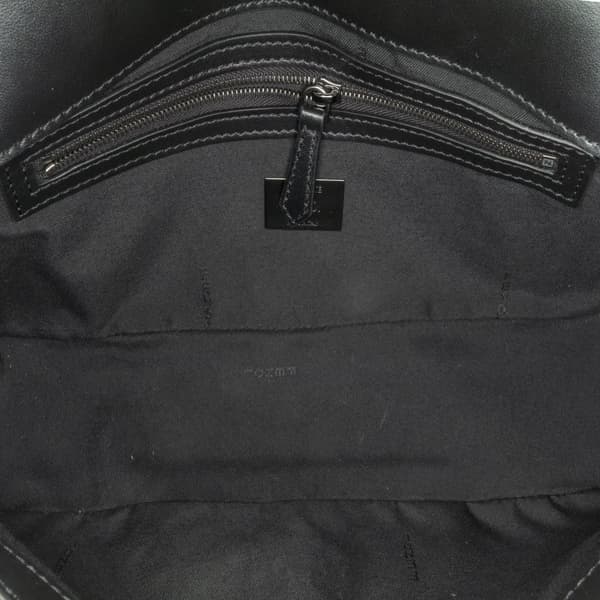 Pre-owned Fendi Zucca Coated Canvas And Calfskin Baguette Satchel Black