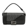 Miniatyrbillede 1 af 10: Pre-owned Fendi Zucca Coated Canvas And Calfskin Baguette Satchel Black