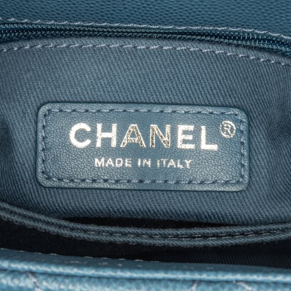 Pre-owned Chanel Mini Quilted Caviar Coco Top Handle Bag Blue