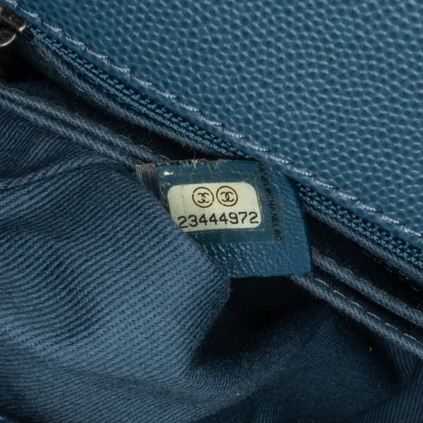Pre-owned Chanel Mini Quilted Caviar Coco Top Handle Bag Blue