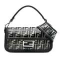 Miniatyrbillede 1 af 7: Pre-owned Fendi Medium Zucca PVC Baguette Satchel Black