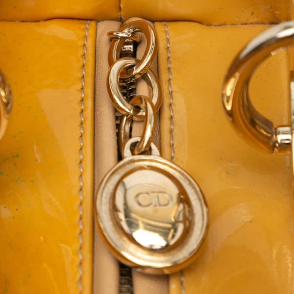 Pre-owned Dior Medium Patent Cannage Lady Dior Brown