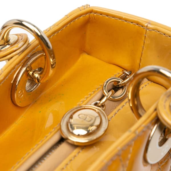 Pre-owned Dior Medium Patent Cannage Lady Dior Brown