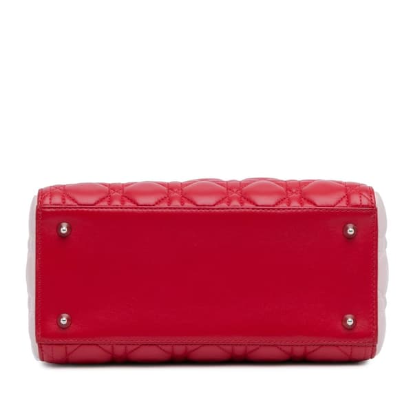 Pre-owned Dior Medium Tricolor Lambskin Cannage Lady Dior Red