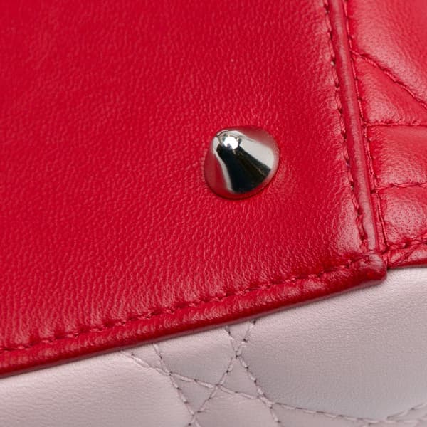 Pre-owned Dior Medium Tricolor Lambskin Cannage Lady Dior Red
