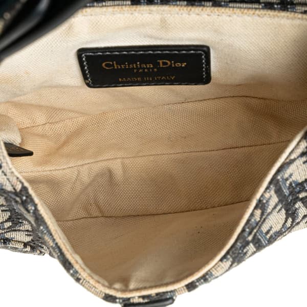 Pre-owned Dior Mini Oblique Canvas Saddle Bag Blue