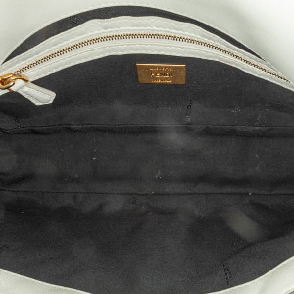 Pre-owned Fendi Joshua Vides California Sky Medium Embossed Baguette Satchel White