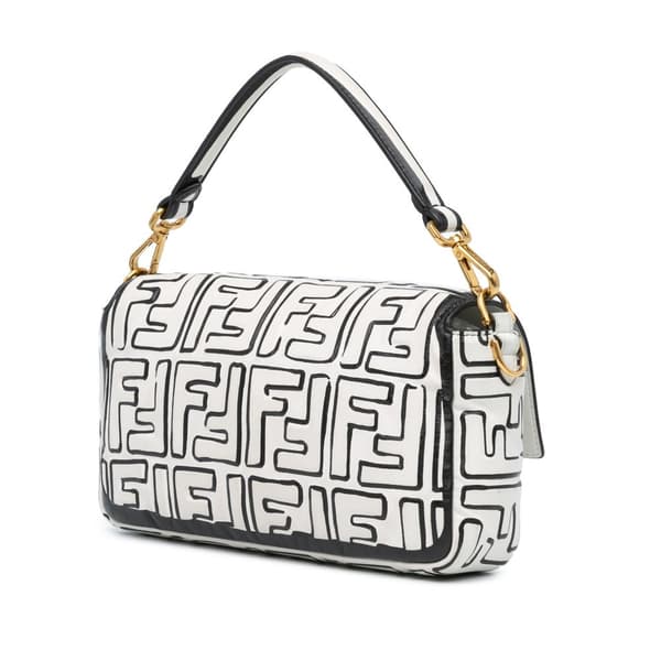 Pre-owned Fendi Joshua Vides California Sky Medium Embossed Baguette Satchel White