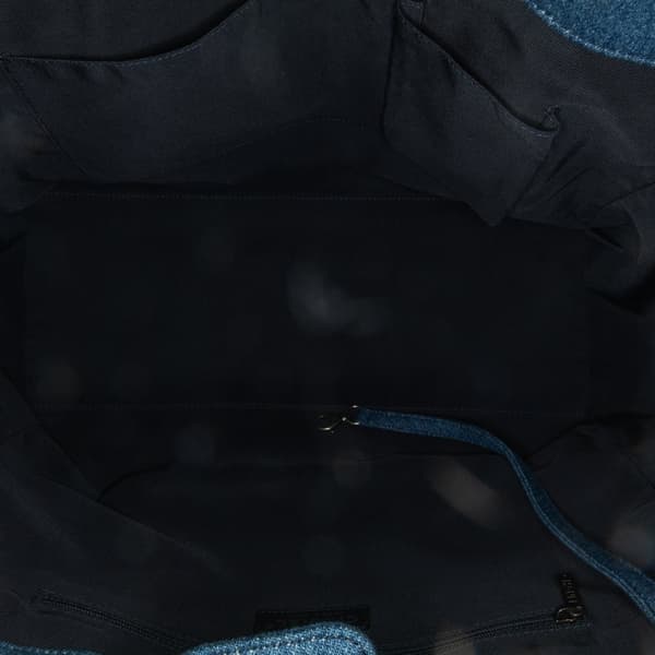 Pre-owned Chanel Large Fringed Denim Shopping Tote Blue
