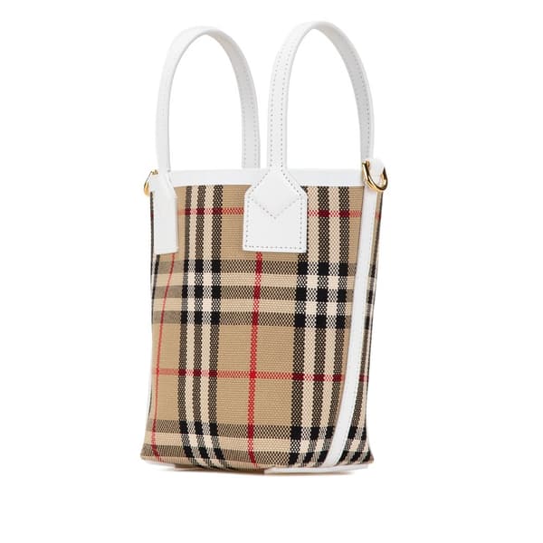 Pre-owned Burberry Mini House Check Canvas London Tote Brown
