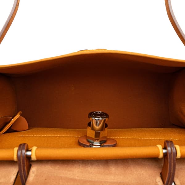 Pre-owned Hermès Toile Herbag Zip 31 Orange