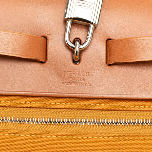 Pre-owned Hermès Toile Herbag Zip 31 Orange