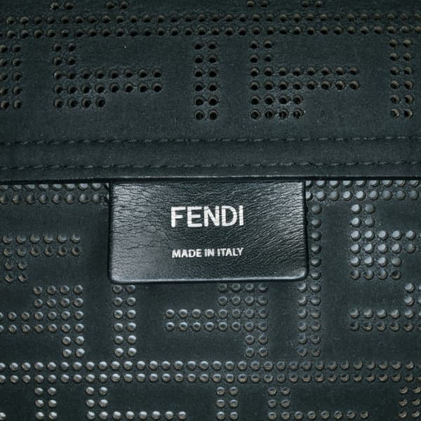 Pre-owned Fendi Large Zucca Perforated Leather Baguette Satchel Blue