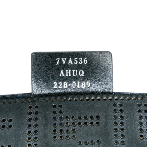 Pre-owned Fendi Large Zucca Perforated Leather Baguette Satchel Blue