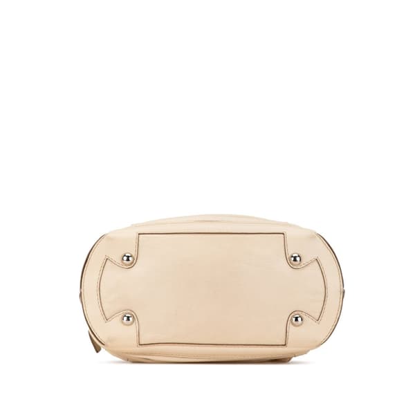 Pre-owned Chanel Goatskin Square Stitch Essential Bowler Brown