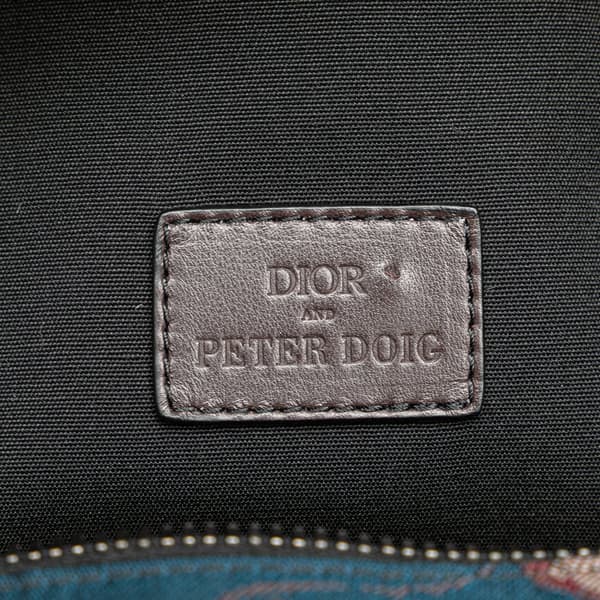 Pre-owned Dior Peter Doig Denim Camouflage Soft Saddle Bag Brown