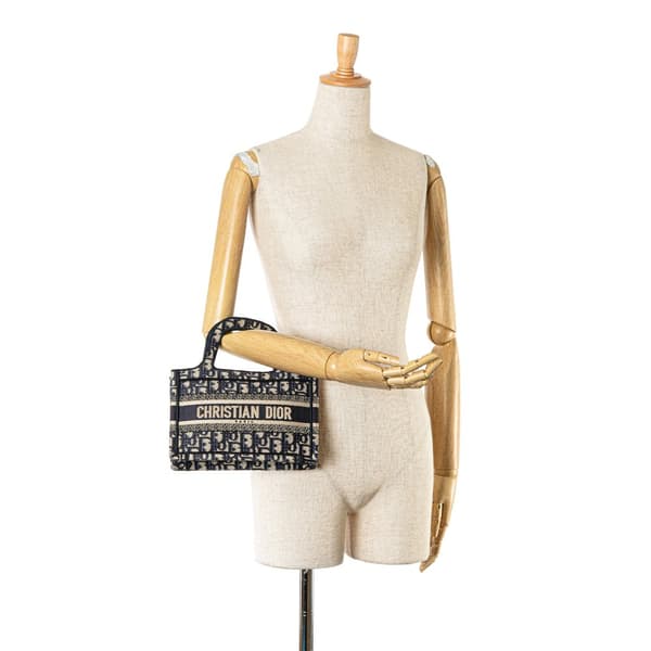 Pre-owned Dior Mini Oblique Book Tote Blue