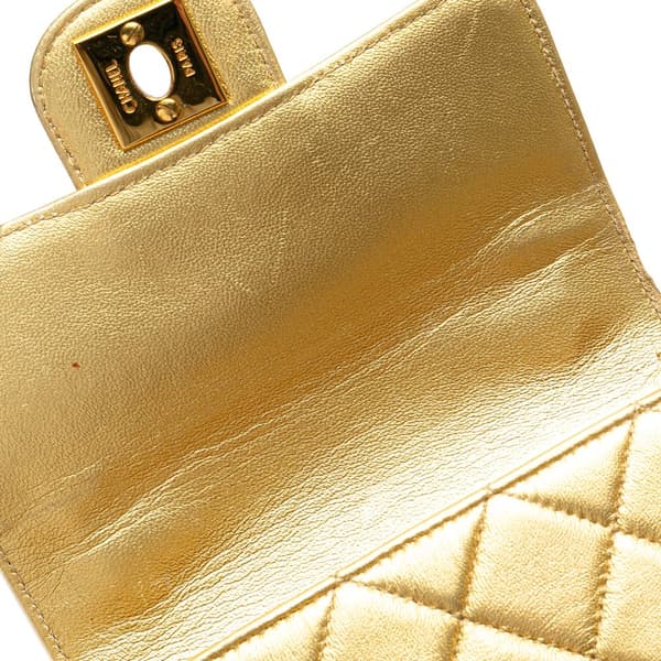 Pre-owned Chanel Lambskin Parent Child Kelly Set Top Handle Bag Gold