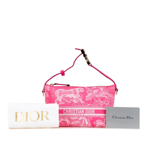 Pre-owned Dior Medium Technical Fabric Toile de Jouy Reverse DiorTravel Nomad Pouch Pink