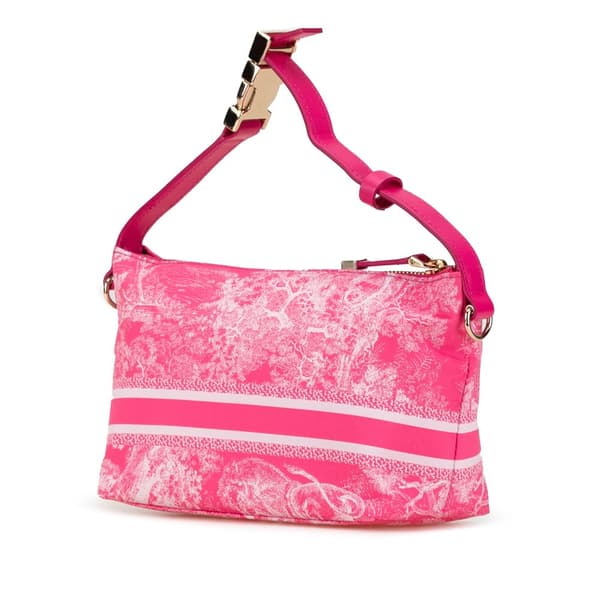 Pre-owned Dior Medium Technical Fabric Toile de Jouy Reverse DiorTravel Nomad Pouch Pink