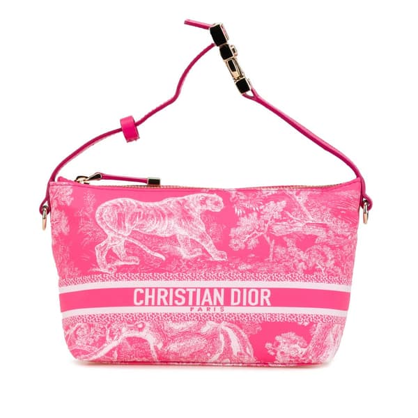Pre-owned Dior Medium Technical Fabric Toile de Jouy Reverse DiorTravel Nomad Pouch Pink