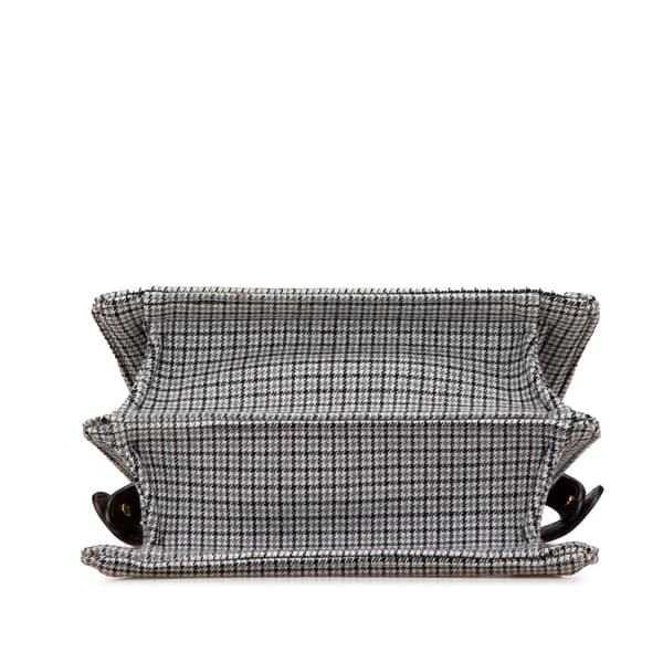 Pre-owned Fendi Small Wool Peekaboo ISeeU Houndstooth Satchel Gray