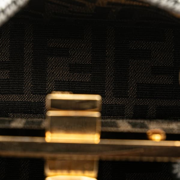 Pre-owned Fendi Small Wool Peekaboo ISeeU Houndstooth Satchel Gray