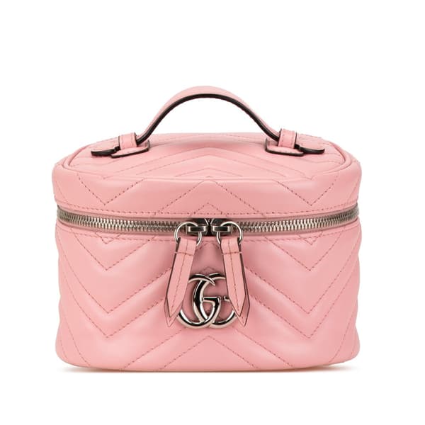 Pre-owned Gucci Mini GG Marmont Round Leather Vanity Bag Pink