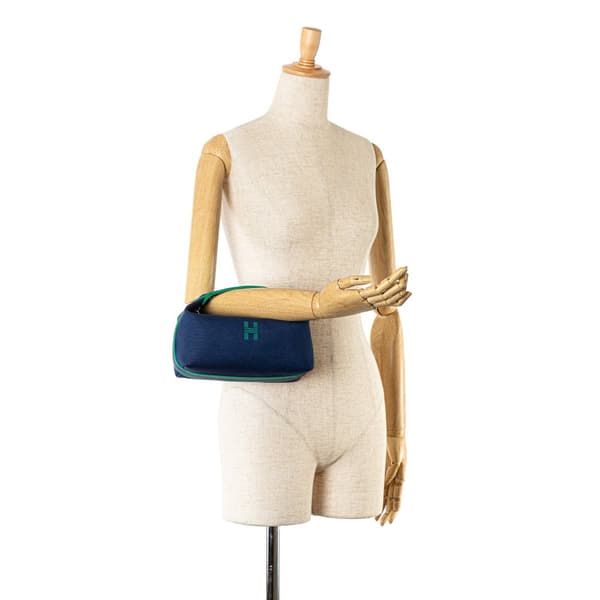 Pre-owned Hermès Small Toile Bride A Brac Blue