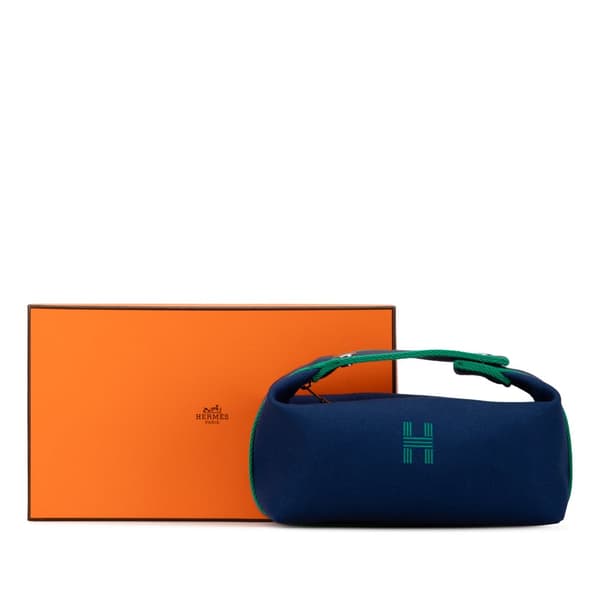 Pre-owned Hermès Small Toile Bride A Brac Blue