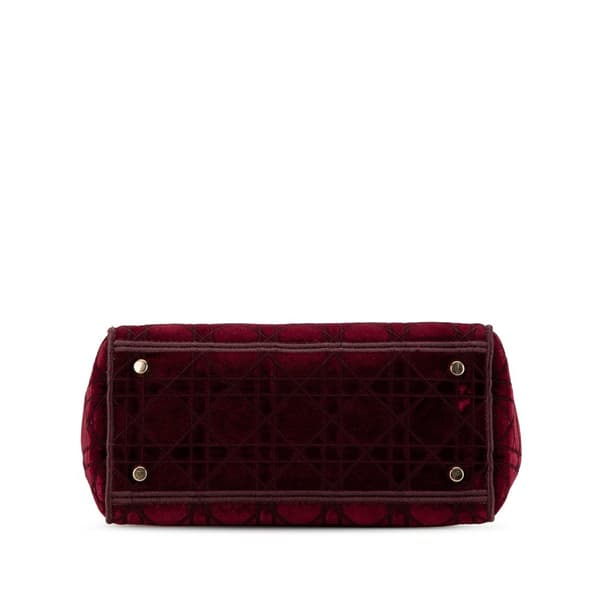 Pre-owned Dior Medium Velvet Cannage Lady D Lite Red