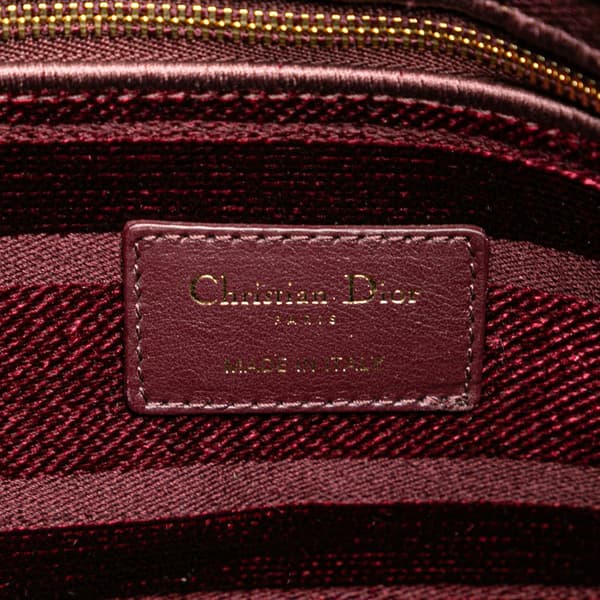 Pre-owned Dior Medium Velvet Cannage Lady D Lite Red